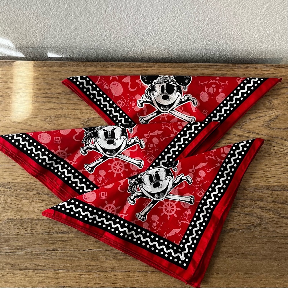 Disney Cruise Line Mickey Mouse Pirates Of the Caribbean Lot Of 3 Bandanas NEW